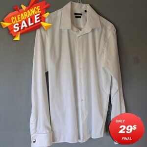 Galileo business regular fit formal white dress shirt men French cuff XL, 44/45